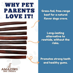 Amazing Dog Treats collagen stick cross-section shows a single-ingredient chew for easy digestion.