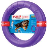 COLLAR Puller outdoor ring toy in action for fetch fun and bonding.