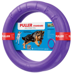 COLLAR Puller outdoor ring toy in action for fetch fun and bonding.