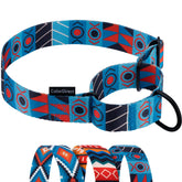CollarDirect Aztec Martingale Collar blue ethnic pattern on a dog for daily walks and training.