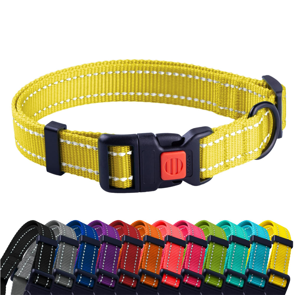 CollarDirect reflectante para perro amarillo, alta visibilidad nocturna para mayor seguridad.