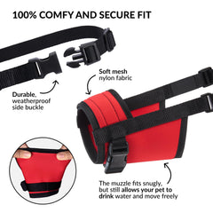 CollarDirect tribal-pattern red muzzle for stylish, safe walks.