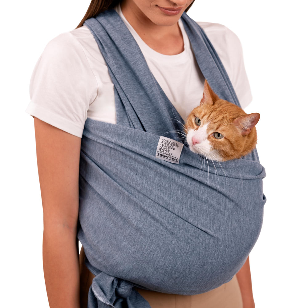 CollarDirect dog sling gray closeup shows breathable fabric for all-day comfort.