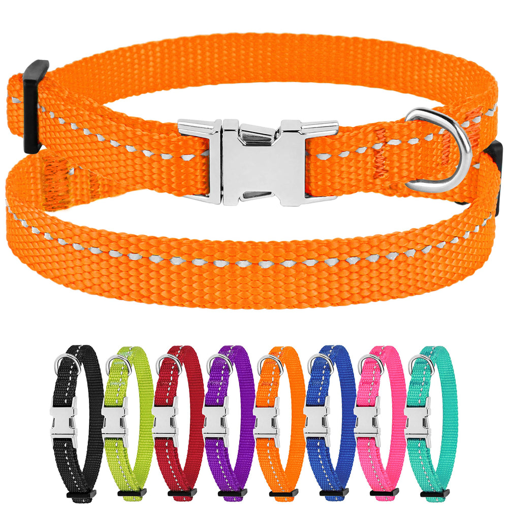 CollarDirect reflective dog collar orange improves visibility for evening strolls.
