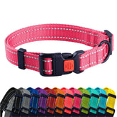 CollarDirect reflective dog collar pink 12-16 inch boosts night visibility for safer strolls.