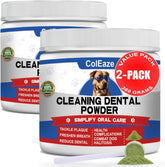 ColEaze dog teeth powder two-pack packaging front for easy at-home dental care.