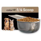 Color Up quarter-scoop with embossed marking for precise small-animal feeding.