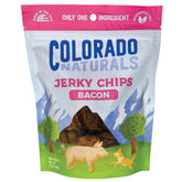Colorado Naturals Bacon Jerky Chips pack – all-natural dog treats for daily rewards.