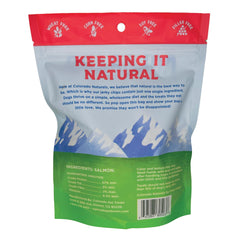 Colorado Naturals Salmon Jerky Chips close-up showing single-ingredient salmon bites for training rewards.
