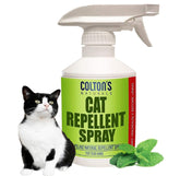 Colton's Naturals cat repellent outdoor spray packaging for easy storage and quick use