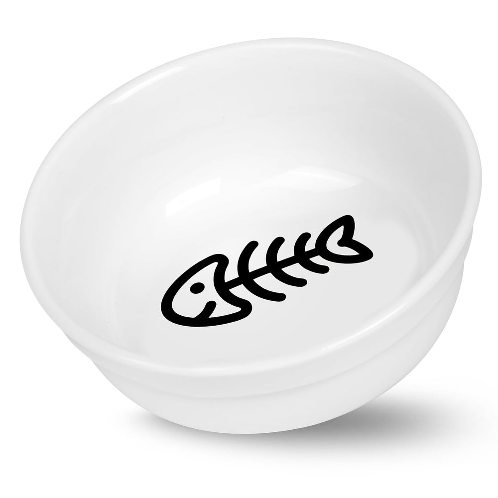 COMESOON cat bowl with white ceramic and fish bone pattern for appealing meals