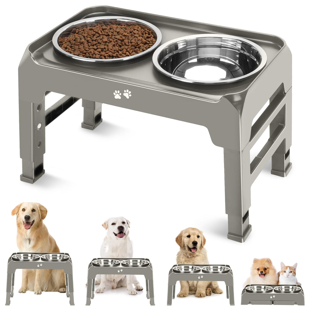 COMESOON elevated bowls stand with four-height system enables ergonomic feeding.