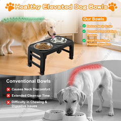 COMESOON elevated dog bowl stand anti-slip pads prevent sliding during meals.