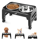 COMESOON elevated bowl stand height-adjustable for ergonomic feeding in growing dogs.