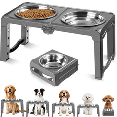 COMESOON foldable elevated dog bowl stand ready for travel-friendly meals and compact storage.