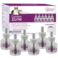 Comfort Zone multi-cat refill 6-pack ready for use, supports calmer multi-cat spaces.