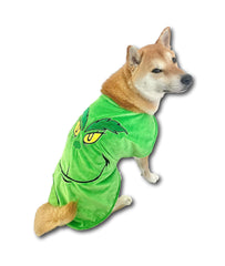 ComfyCamper Green Monster Dog Costume front view for cute Halloween cosplay.