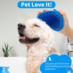 Comotech 3-in-1 dog grooming brush shampoo dispensing creates rich foam.