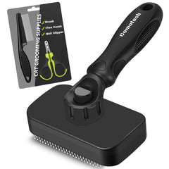 Comotech cat brush close-up for shedding control and calm grooming sessions