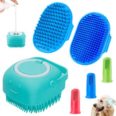 Comotech dog bath brush set—three brushes for all-in-one grooming during bath time.