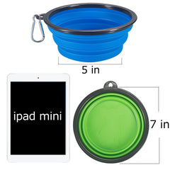 COMSUN collapsible dog bowl large blue extended view showing 34 oz capacity.