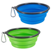 COMSUN collapsible dog bowl large blue front view for travel-friendly feeding.