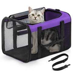 Conlun cat carrier with four-sided breathable mesh for cooling airflow during travel.