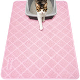Conlun cat litter mat grid pink closeup showing dense grooves trapping litter