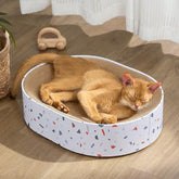Conlun oval scratcher pad offers curved surface for comfortable clawing and stretching.