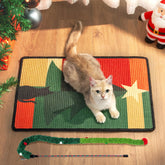 Conlun cat scratcher mat front view demonstrates festive protection for furniture during play