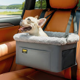 Conlun dog car seat booster offers elevated view for calmer rides.