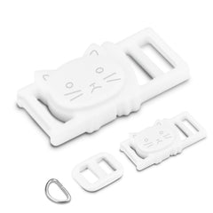 CooBigo breakaway buckles white close-up for safe easy collar adjustments