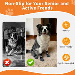 COOHAMS dog socks with anti-slip grip for safe indoor adventures.