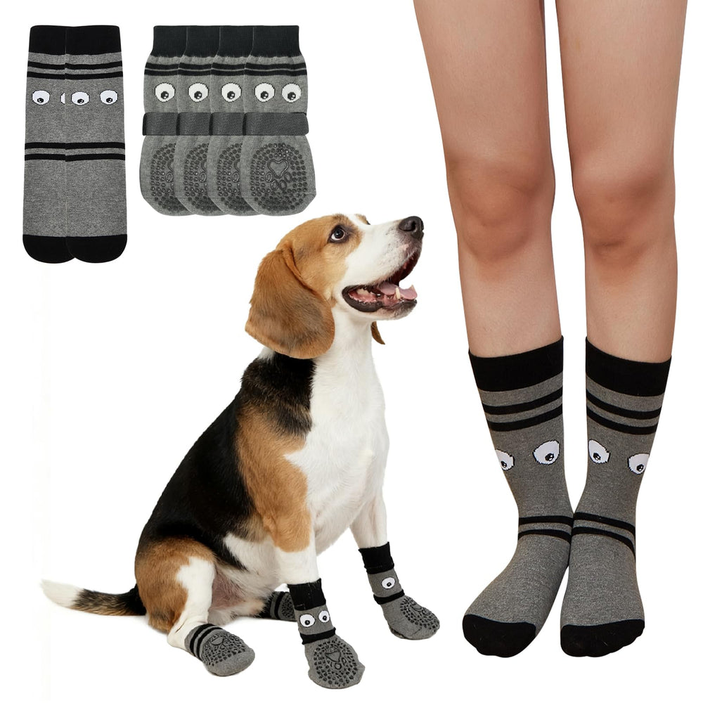 COOHAMS non-slip dog socks on paws prevent slips on hardwood floors.