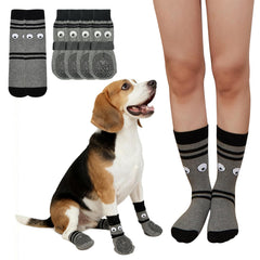 COOHAMS non-slip dog socks on paws prevent slips on hardwood floors.