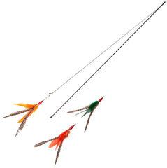 CoolCyberCats GoCat Da Bird rod with Guinea Feather refill enables interactive exercise and bird-like chasing fun