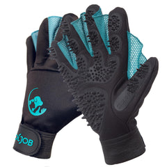 COOLJOB Patented Pet Grooming Gloves with webbed fingers for thorough cleaning and lather.