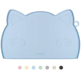 Coomazy Cat Food Mat full view shows durable silicone and raised edge.