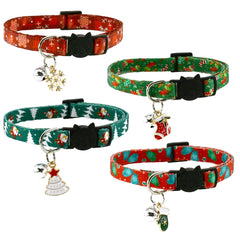 CooShou Christmas cat collar set image featuring festive red collar with bell