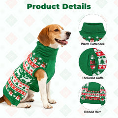 CooShou Christmas dog sweater with turtleneck keeps neck warm