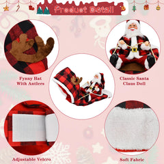 CooShou Santa dog costume back view showing plaid hoodie design.