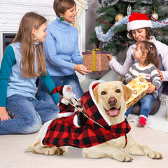 CooShou Santa fabric detail emphasizing soft cotton and plaid polyester.