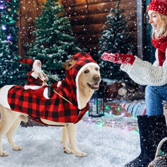 CooShou Santa dog costume side view highlighting adjustable Velcro fit.