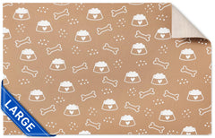Cooyes large dog-cat food mat 16x24 top view for tidy feeding areas.