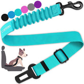 COOYOO dog seat belt clip in car for quick, secure attachment during rides.