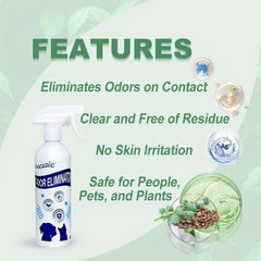 Coozzile Pet Odor Eliminator colorless spray with fragrance-free formula.