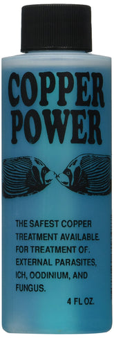 Copper Power Endich blue treatment bottle for marine fish disease prevention.