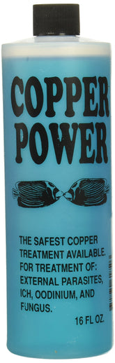 Copper Power Endich Blue Treatment bottle pictured for marine fish care in aquariums.