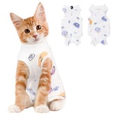 Coppthinktu cat recovery suit in breathable fabric provides comfortable post-surgery protection.