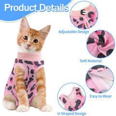 Coppthinktu cat recovery suit side view highlighting adjustable neck for secure fit